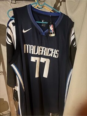 NBA Navy and White Swingman Jersey with Light Blue Trim